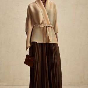 Miss Rosier Adèle cape-design pleated top & skirt matching set